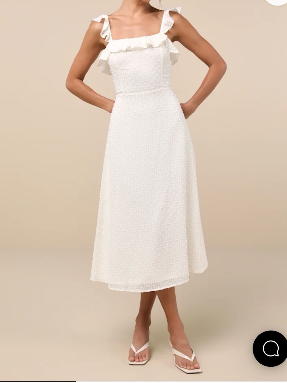 Lulu’s. Sun-Kissed Style White and Beige Gingham
Backless Midi Dress